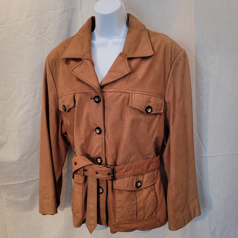 Georgetown Leather Design Tan Leather Jacket with Belt